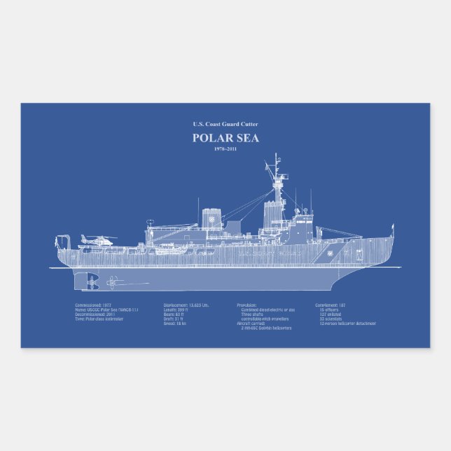 Sticker Rectangulaire USCG Cutter Polar Sea wagb-11 - ABD (Devant)