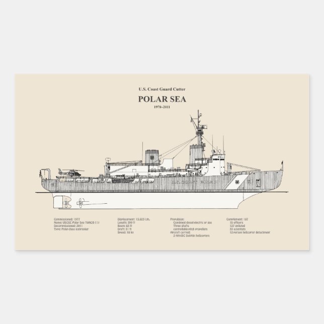Sticker Rectangulaire USCG Cutter Polar Sea wagb-11 - SBD (Devant)