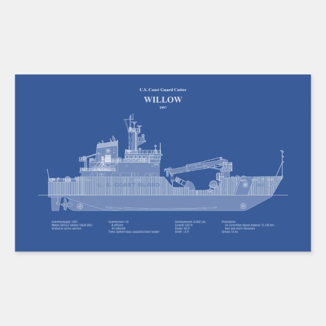 Sticker Rectangulaire USCG Cutter Willow wlb-202 - ABD (Devant)