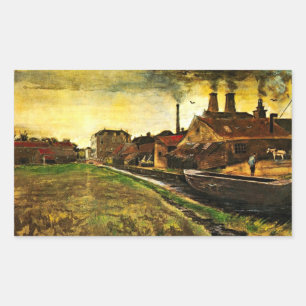 Sticker Rectangulaire Usine sidérurgique à La Haye par Vincent van Gogh