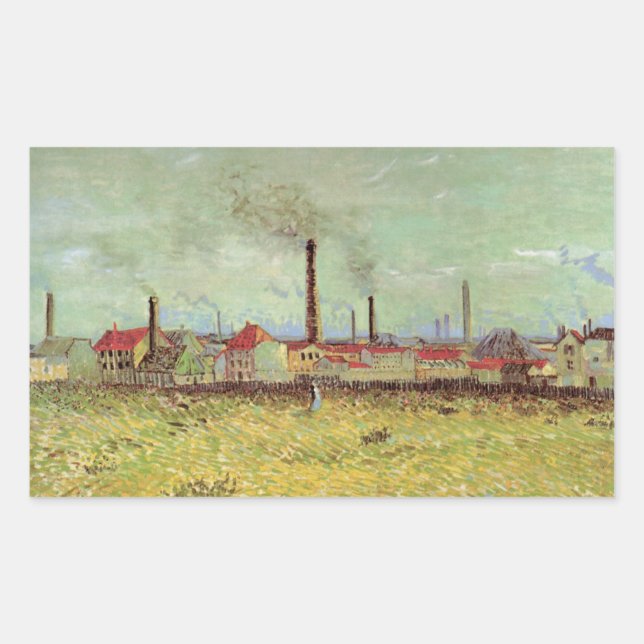 Sticker Rectangulaire Usines à Asnieres par Vincent van Gogh (Devant)