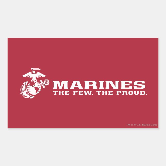 Sticker Rectangulaire USMC Les rares Logo Fiers - Blanc (Devant)