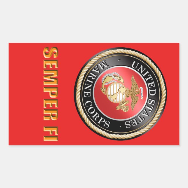 Sticker Rectangulaire USMC Semper Fi (Devant)