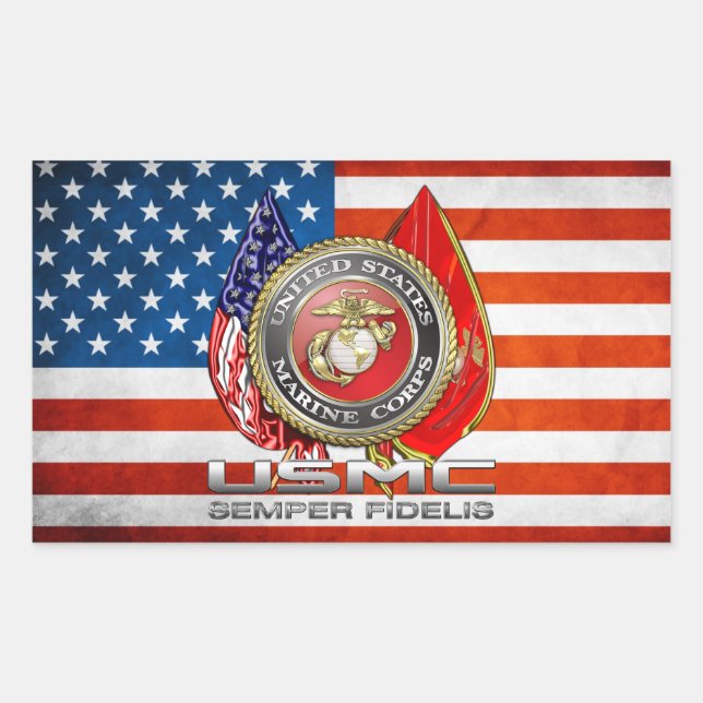 Sticker Rectangulaire USMC Semper Fi [3D] (Devant)
