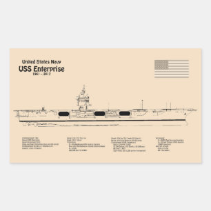 Sticker Rectangulaire USS Enterprise - Plan directeur des expéditions SD