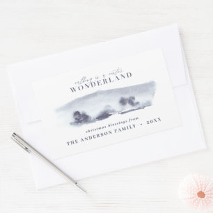 Sticker Rectangulaire Vacances de Noël bleu minimal