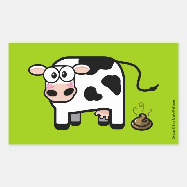 Sticker Rectangulaire Vache cabossante ennuyée (Devant)