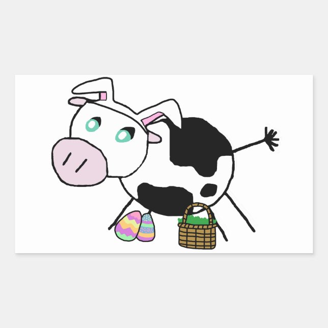 Sticker Rectangulaire Vache lapin de Pâques (Devant)