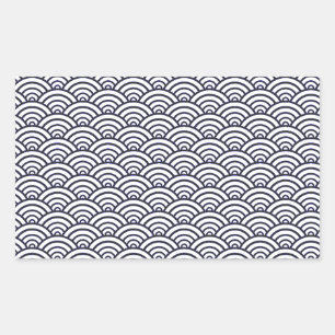 Sticker Rectangulaire Vagues bleues japonaises Seigaiha Mer
