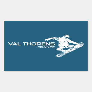 Sticker Rectangulaire Val Thorens France Snowboardeur