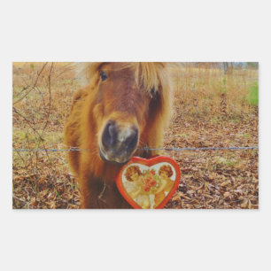 Sticker Rectangulaire Valentine Heart Miniature Brown Horse