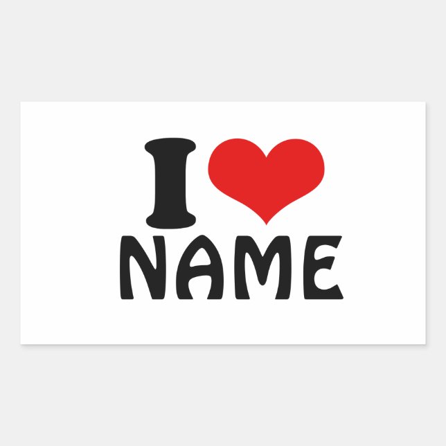 Sticker Rectangulaire Valentines personnalisables Jour J'aime Coeur Pers (Devant)