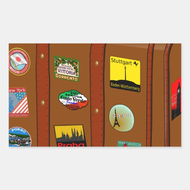 Sticker Rectangulaire valise voyage (Devant)