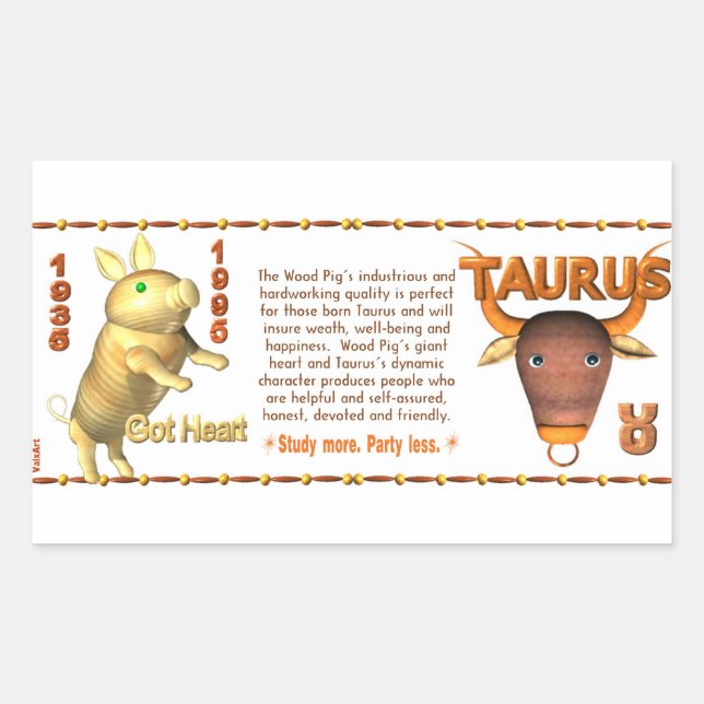 Sticker Rectangulaire Valxart 1995 2055 Bois zodiac Taurus (Devant)