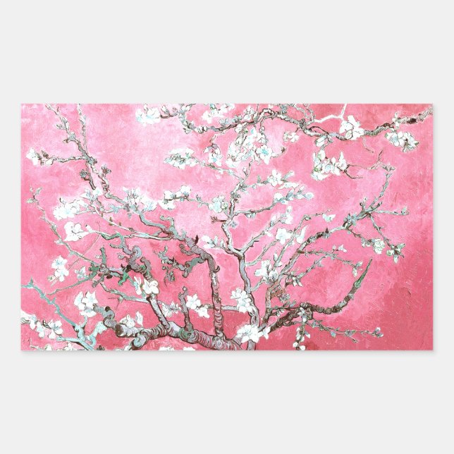 Sticker Rectangulaire Van Gogh Almond Blossoms rose Bleu (Devant)
