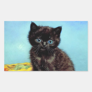 Sticker Rectangulaire Van Gogh Black Kitten avec fils