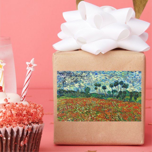 Sticker Rectangulaire Van Gogh - Poppy Field, célèbre peinture, (Fête)