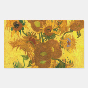 Sticker Rectangulaire Van Gogh Quinze Tournesols Dans Un Vase Art