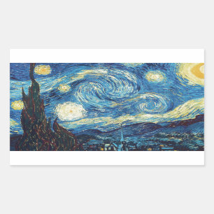 Sticker Rectangulaire Van Gogh Starry Classic Nuit Impressionnisme Art