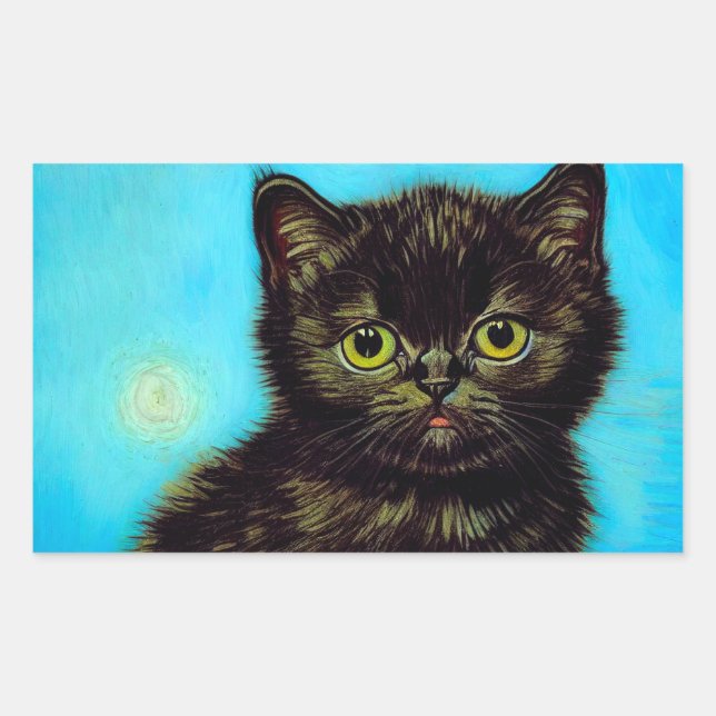 Sticker Rectangulaire Van Gogh Style Pouting Kitten (Devant)