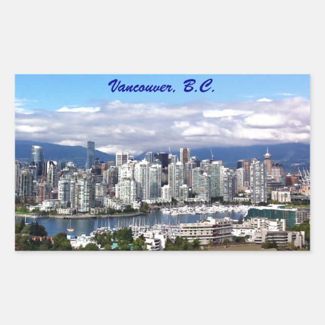 Sticker Rectangulaire Vancouver Skyline (Devant)