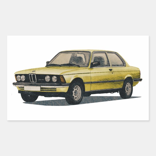 Sticker Rectangulaire Véhicule BMW vintage (Devant)