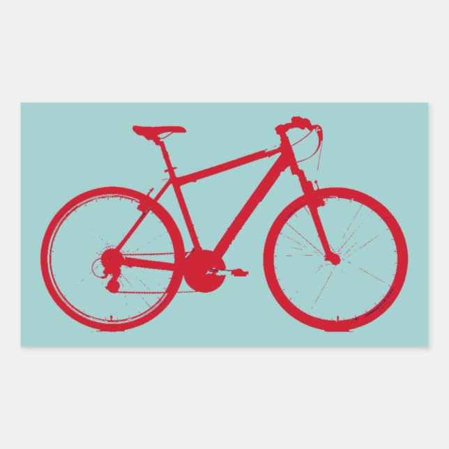 Sticker Rectangulaire vélo rouge, vélo (Devant)