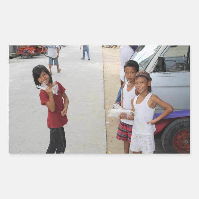 Sticker Rectangulaire Vendeurs de bougies (Devant)