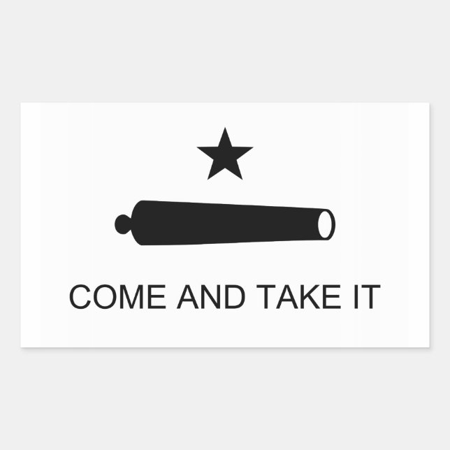 Sticker Rectangulaire Venez et prenez le Texas Drapeau bataille de Gonza (Devant)