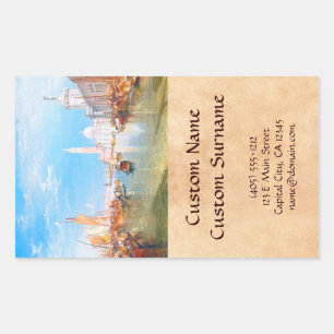 Sticker Rectangulaire Venise, Dogano et Père Noël Maria della Salute art