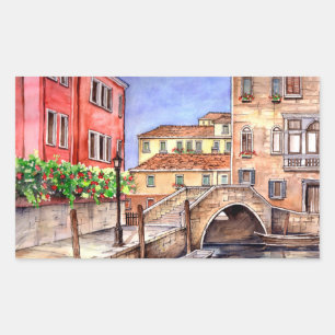 Sticker Rectangulaire Venise - Stylo & Laver Aquarelle