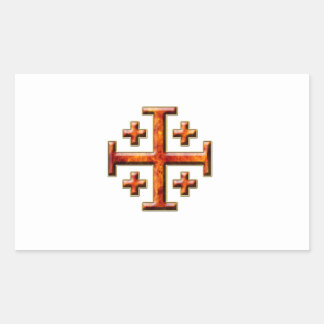 Sticker Rectangulaire Ver 3 - Croix de Jérusalem - Retour clair