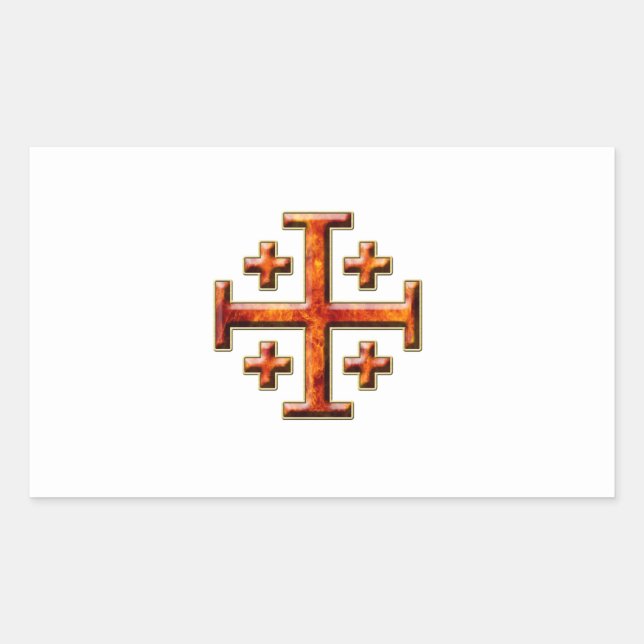 Sticker Rectangulaire Ver 3 - Croix de Jérusalem - Retour clair (Devant)