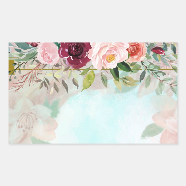 Sticker Rectangulaire Verdure fleurie Élégante (Devant)
