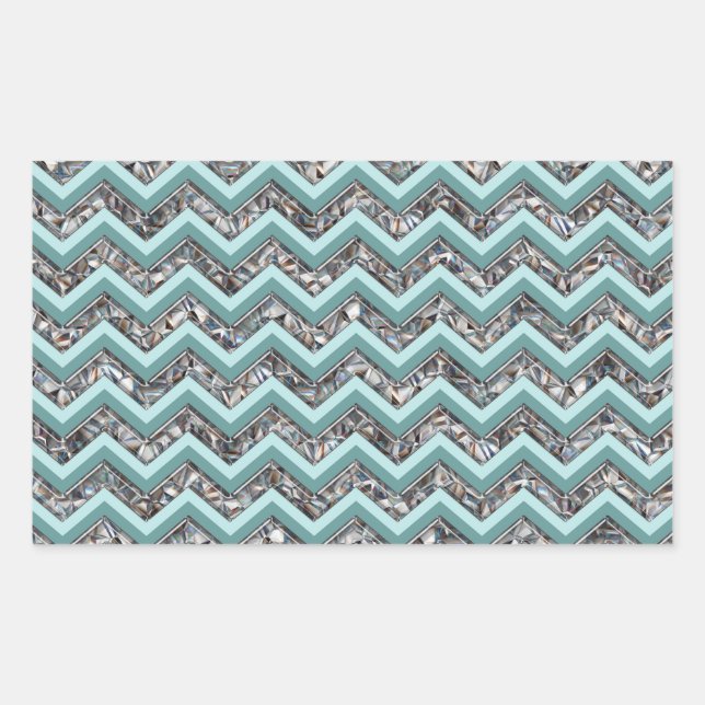 Sticker Rectangulaire Verre coupé foncé et Zigzag Turquoise (Devant)
