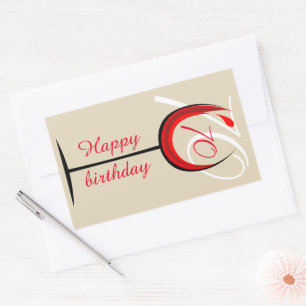Sticker Rectangulaire Verre rouge moderne Script 70e anniversaire