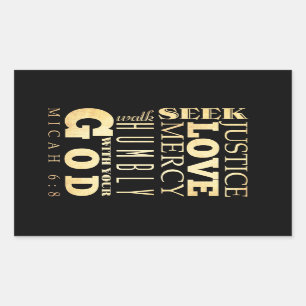 Sticker Rectangulaire Vers scriptural chrétien de bible - 6:8 de Micah