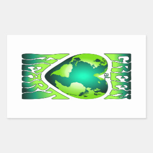 Sticker Rectangulaire VERT AU COEUR Éco écologique Rétro