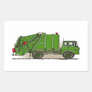 Sticker Rectangulaire Vert de camion à ordures