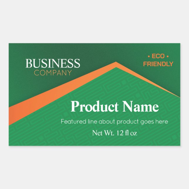 Sticker Rectangulaire Vert professionnel avec rayure orange Entreprise (Devant)
