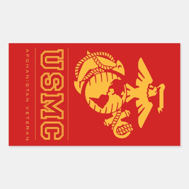 Sticker Rectangulaire Vétéran de l'USMC Afghanistan (Devant)