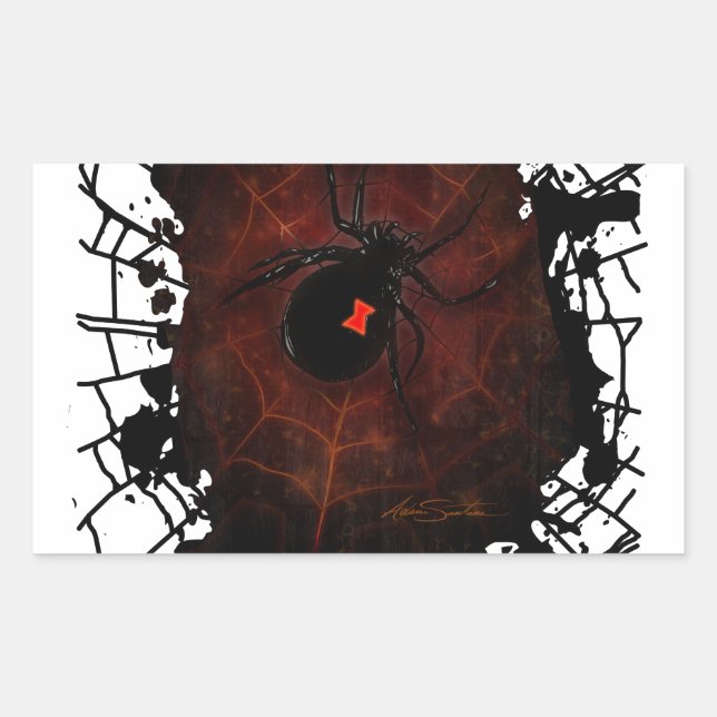 Sticker Rectangulaire Veuve noire (conception de signature) (Devant)