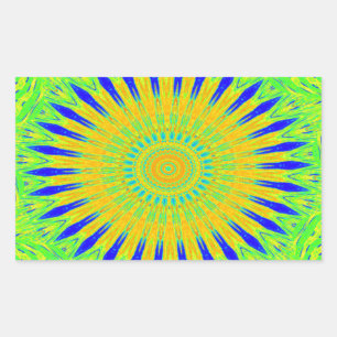 Sticker Rectangulaire Vibrant Golden Green Fabric Motif Art