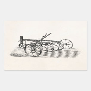Sticker Rectangulaire Vieille charrue vintage d'agriculture d'équipemen