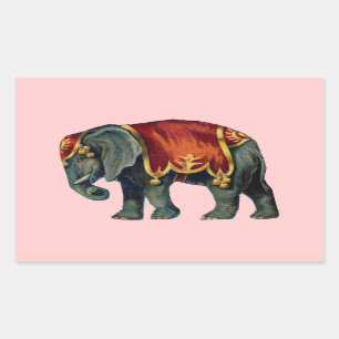 Sticker Rectangulaire Vieux Iustração de l'éléphant du cirque