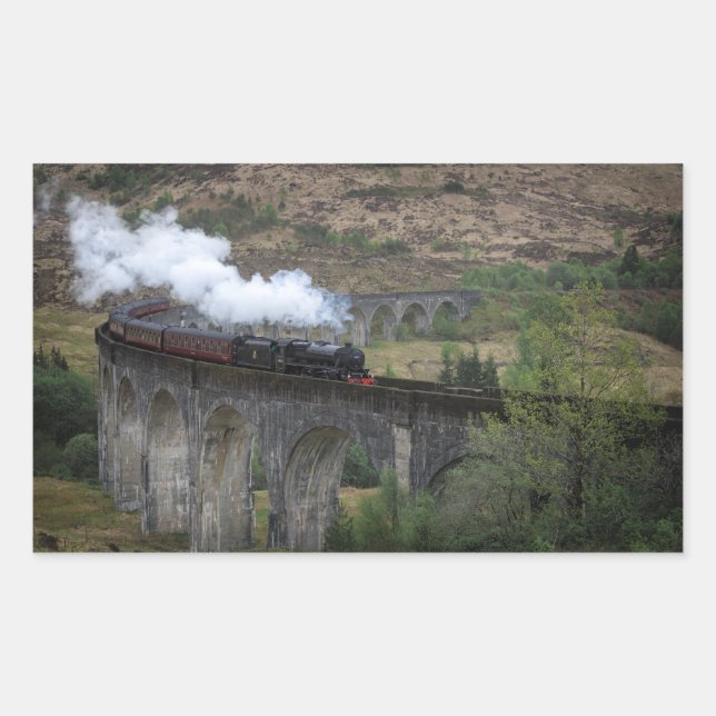 Sticker Rectangulaire Vieux train à vapeur sur le viaduc de Glenfinnan (Devant)