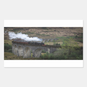 Sticker Rectangulaire Vieux train à vapeur sur le viaduc de Glenfinnan