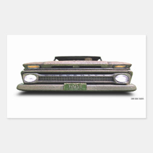 Sticker Rectangulaire Vieux Vintage Rat Rod Ramassage Camion Zombie Pilo