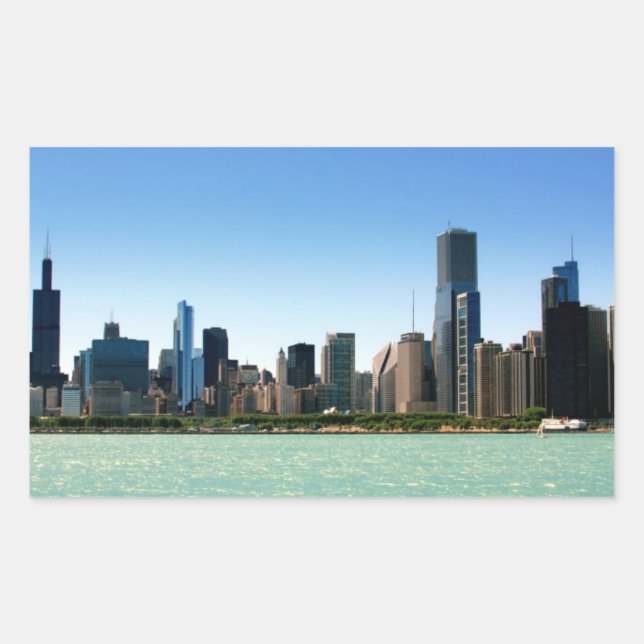 Sticker Rectangulaire View of Chicago skyline by Lake Michigan (Devant)