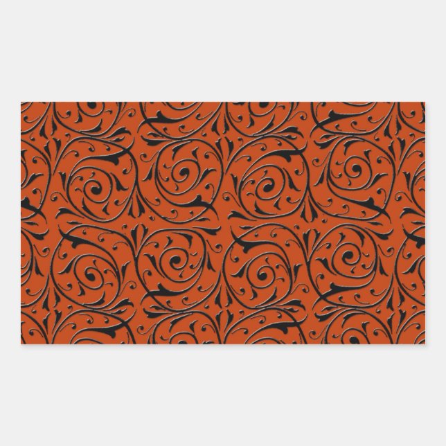 Sticker Rectangulaire Vignes noires au vent sur le cuivre Orange (Devant)